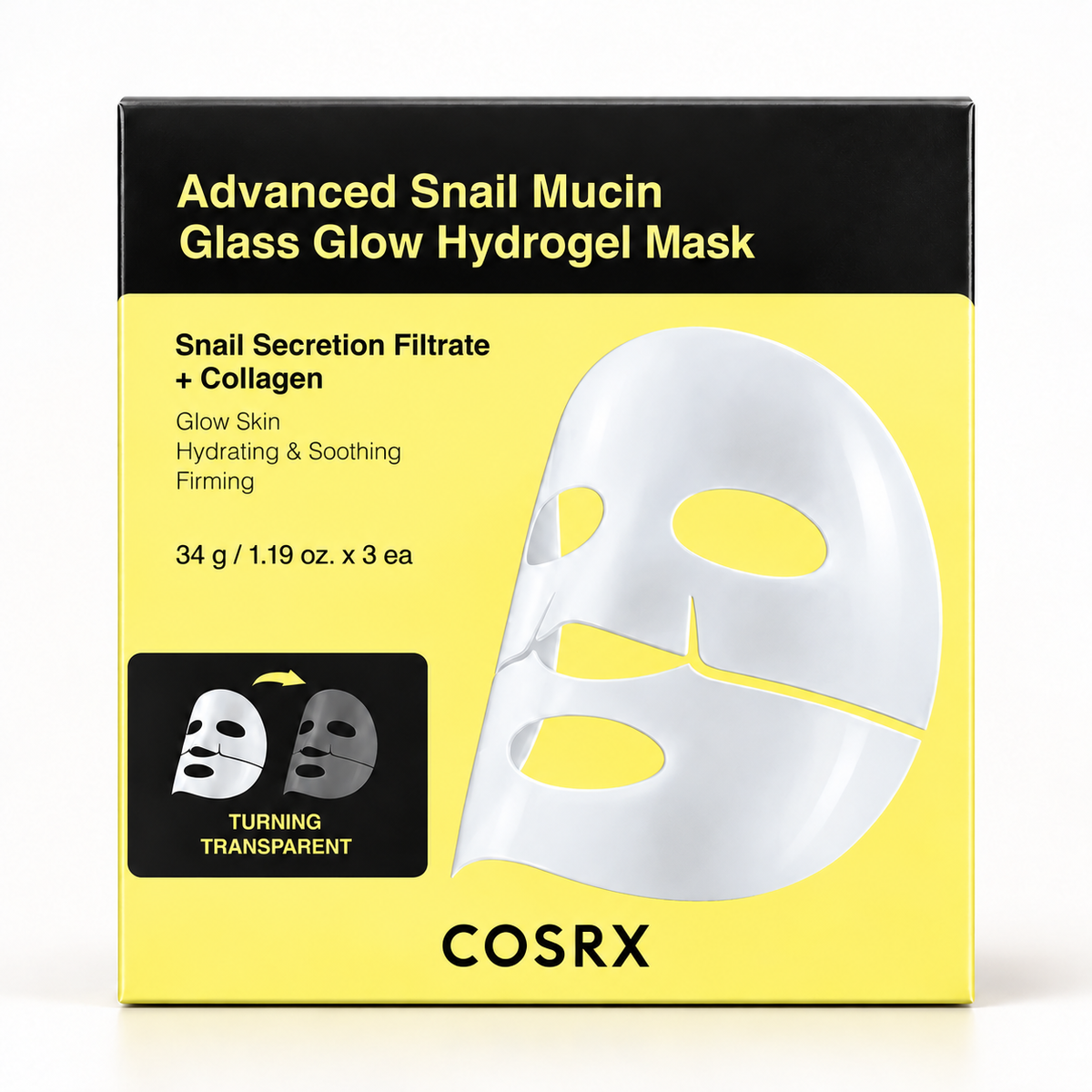 COSRX Advanced Snail Mucin Glass Glow Hydrogel Mask – 1 Pack (34 g)
